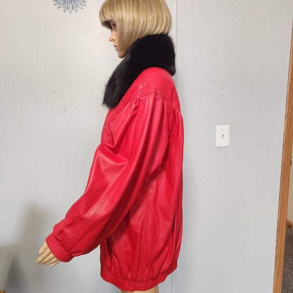 #726 Leather/fox fur jacket - Picture 3 of 4